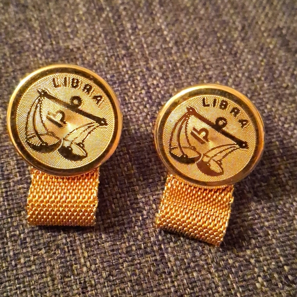 Libra Mens Gold Plated Cuffs - Picture 1 of 4